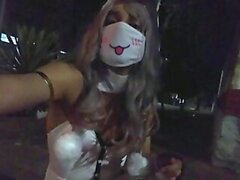 Bunny Chiaki cosplay outside at night and anal play