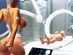 Hot shemale sex cyborg fucks a young blonde in surgery room