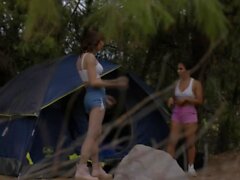 Sexy TS and her horny friend fucked by stranger in woods
