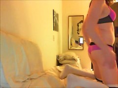 Tranny masturbates to orgasm - homemade.